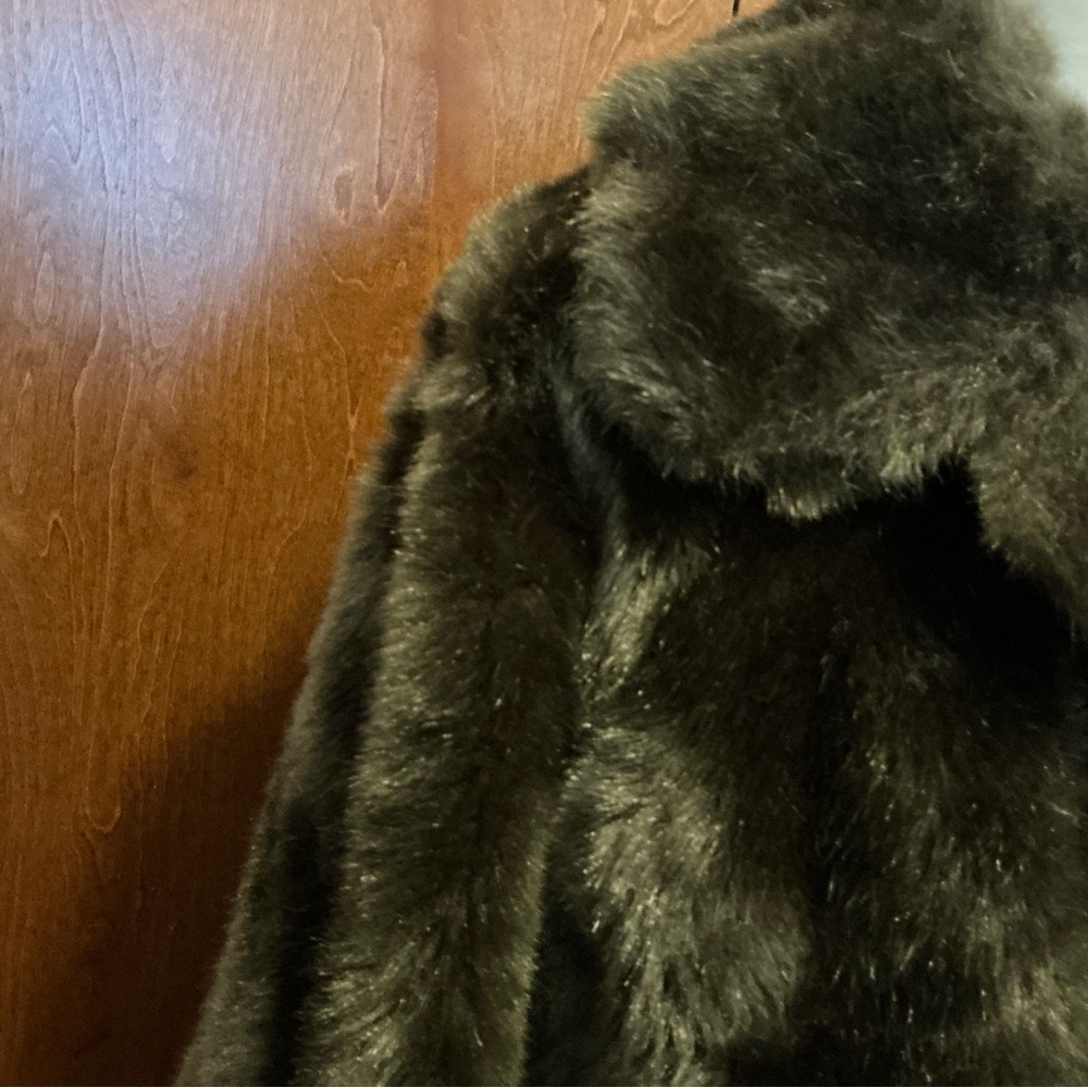 Womens Vintage 80s Faux Fur Coat Brown Mixed Size L/XL Luxurious Glam Party - Picture 3 of 14